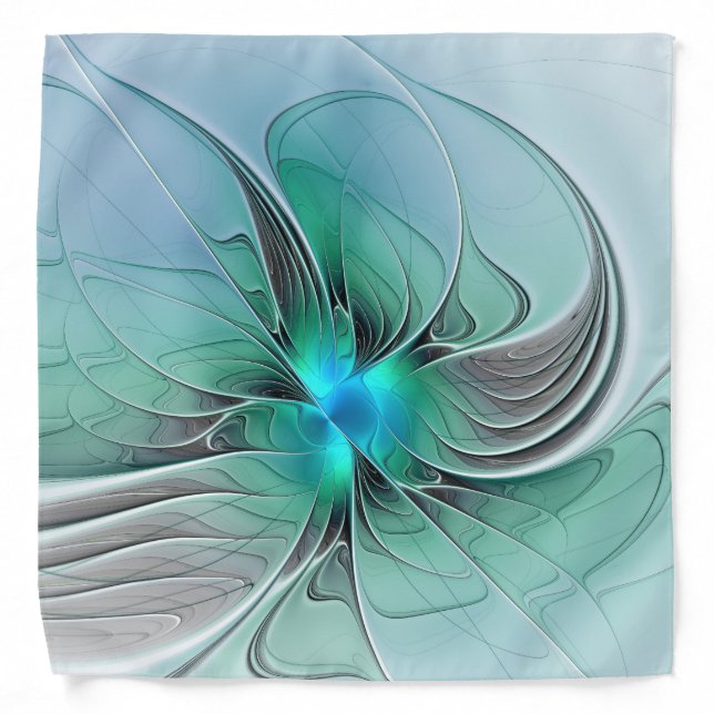 Abstract With Blue, Modern Fractal Art Bandana (Front)