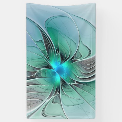 Abstract With Blue Modern Fractal Art Banner