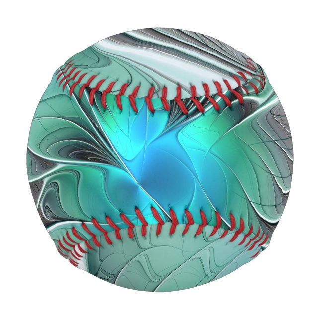 Abstract With Blue, Modern Fractal Art Baseball (Front)