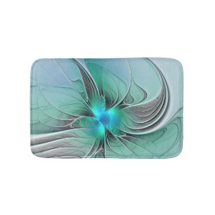 Abstract With Blue, Modern Fractal Art Bath Mat