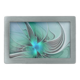 Abstract With Blue, Modern Fractal Art Belt Buckle
