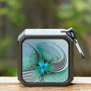 Abstract With Blue, Modern Fractal Art Bluetooth Speaker