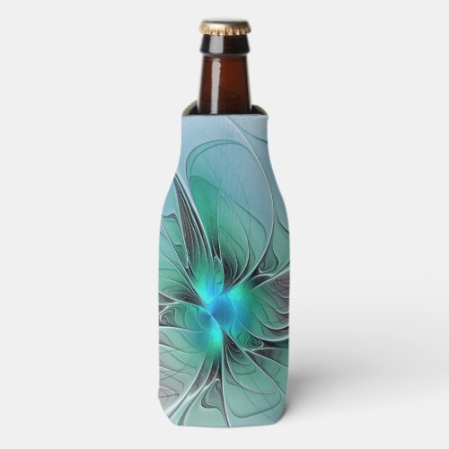 Abstract With Blue Modern Fractal Art Bottle Cooler
