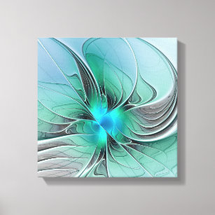Abstract With Blue, Modern Fractal Art Canvas Print
