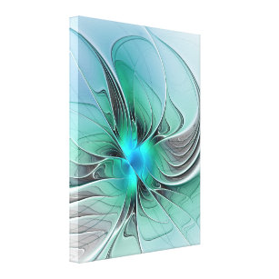 Abstract With Blue, Modern Fractal Art Canvas Print