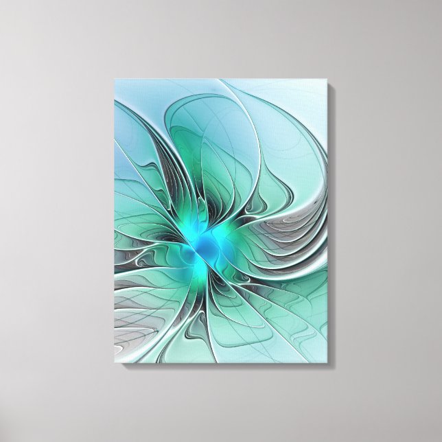Abstract With Blue, Modern Fractal Art Canvas Print (Front)