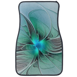 Abstract With Blue, Modern Fractal Art Car Floor Mat