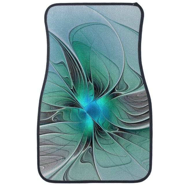 Abstract With Blue, Modern Fractal Art Car Floor Mat (Front)