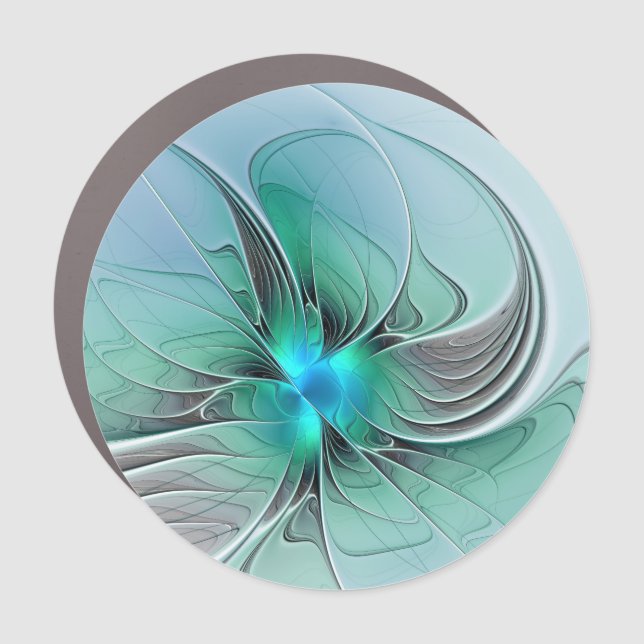 Abstract With Blue, Modern Fractal Art Car Magnet (Front)