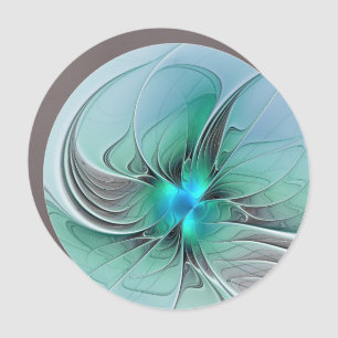 Abstract With Blue, Modern Fractal Art Car Magnet