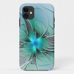 Abstract With Blue, Modern Fractal Art iPhone 11 Case