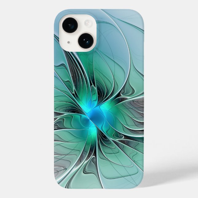 Abstract With Blue, Modern Fractal Art Case-Mate iPhone Case (Back)