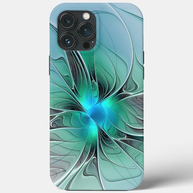 Abstract With Blue, Modern Fractal Art Case-Mate iPhone Case (Back)