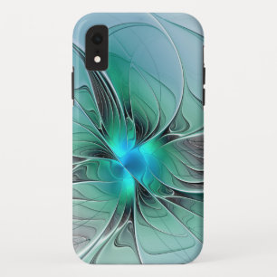 Abstract With Blue, Modern Fractal Art iPhone XR Case