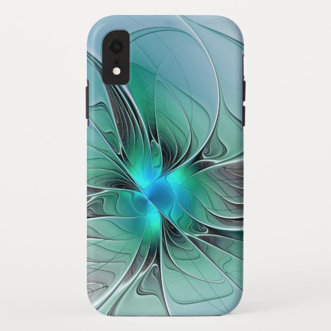 Abstract With Blue, Modern Fractal Art Case-Mate iPhone Case (Back)