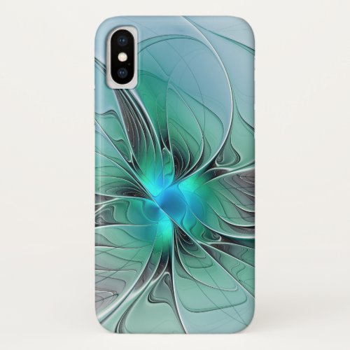 Abstract With Blue Modern Fractal Art iPhone X Case