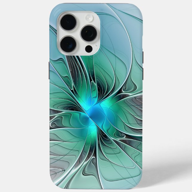 Abstract With Blue, Modern Fractal Art Case-Mate iPhone Case (Back)