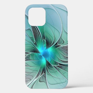 Abstract With Blue, Modern Fractal Art iPhone 12 Pro Case