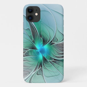Abstract With Blue, Modern Fractal Art iPhone 11 Case