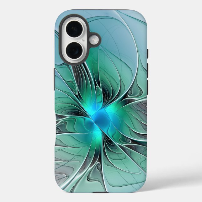 Abstract With Blue, Modern Fractal Art Case-Mate iPhone Case (Back)