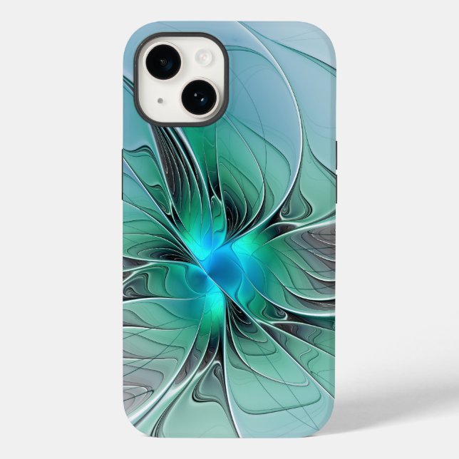 Abstract With Blue, Modern Fractal Art Case-Mate iPhone Case (Back)
