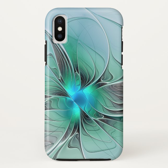 Abstract With Blue, Modern Fractal Art Case-Mate iPhone Case (Back)
