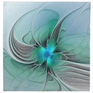 Abstract With Blue, Modern Fractal Art Cloth Napkin