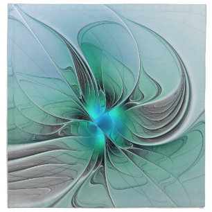 Abstract With Blue, Modern Fractal Art Cloth Napkin