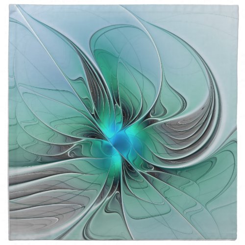 Abstract With Blue Modern Fractal Art Cloth Napkin