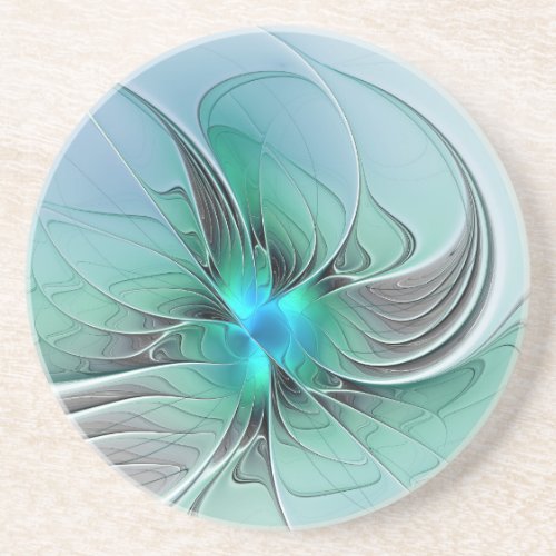 Abstract With Blue Modern Fractal Art Coaster