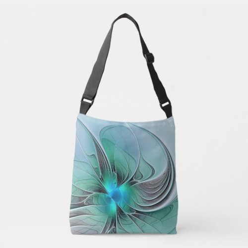 Abstract With Blue Modern Fractal Art Crossbody Bag