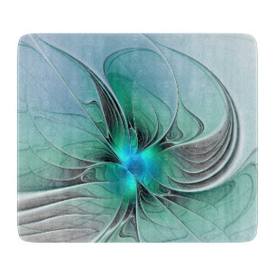 Abstract With Blue, Modern Fractal Art Cutting Board