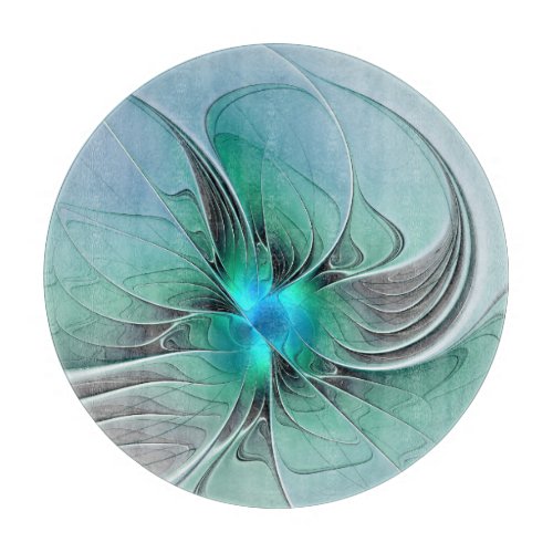 Abstract With Blue Modern Fractal Art Cutting Board