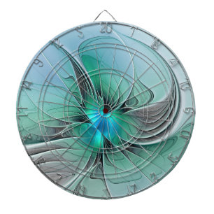 Abstract With Blue, Modern Fractal Art Dart Board