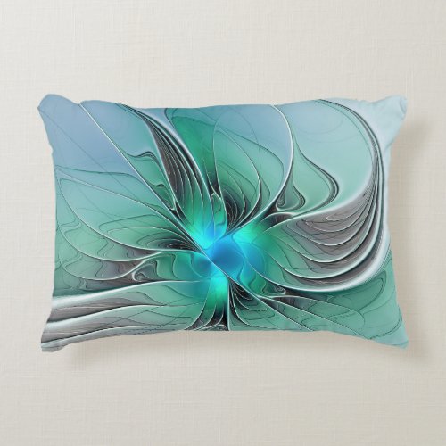 Abstract With Blue Modern Fractal Art Decorative Pillow
