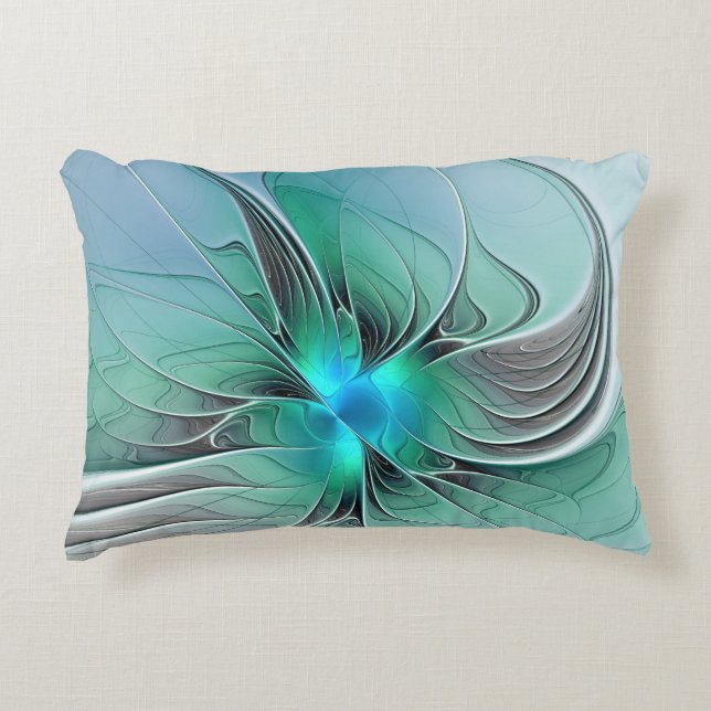 Abstract With Blue, Modern Fractal Art Decorative Pillow (Front)