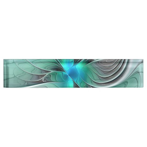 Abstract With Blue Modern Fractal Art Desk Name Plate