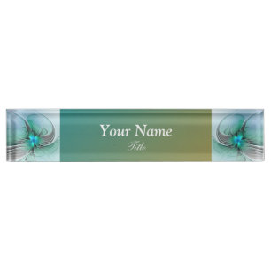 Abstract With Blue, Modern Fractal Art Desk Name Plate