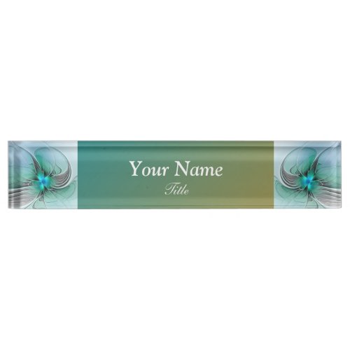 Abstract With Blue Modern Fractal Art Desk Name Plate
