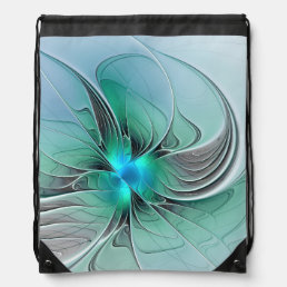 Abstract With Blue, Modern Fractal Art Drawstring Bag