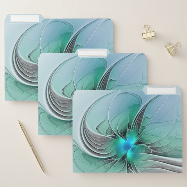 Abstract With Blue, Modern Fractal Art File Folder (Set)