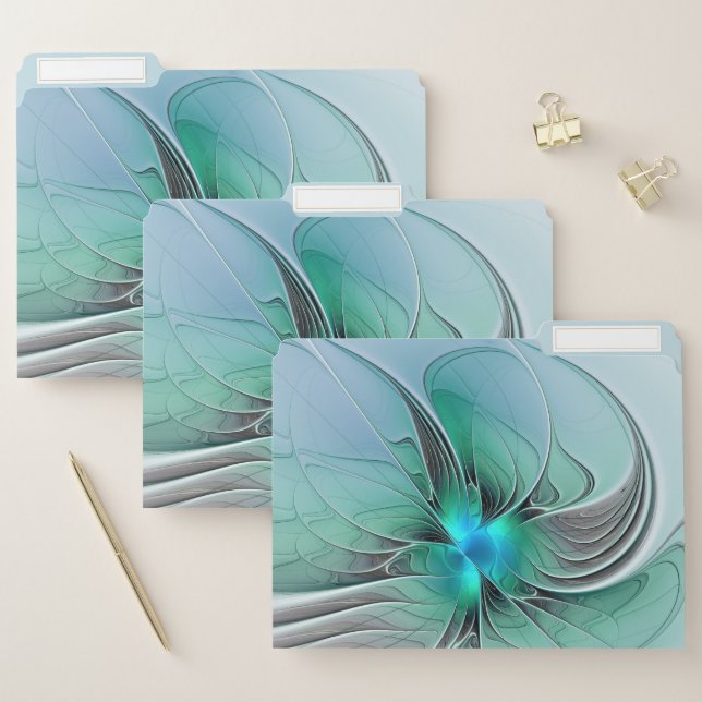 Abstract With Blue, Modern Fractal Art File Folder (Set)