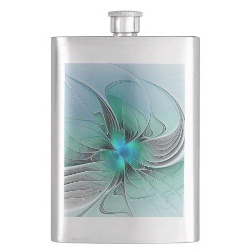 Abstract With Blue Modern Fractal Art Flask