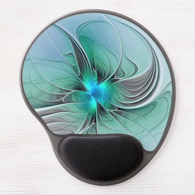 Abstract With Blue, Modern Fractal Art Gel Mouse Pad (Front)