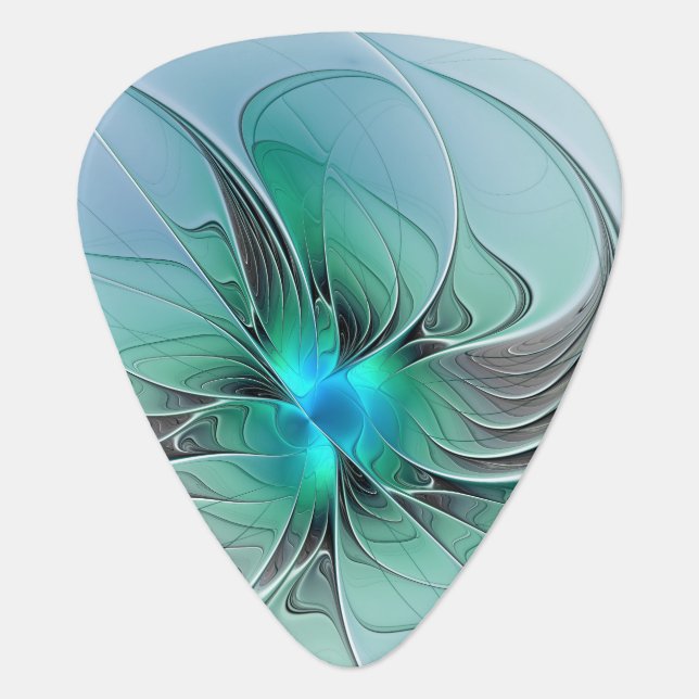 Abstract With Blue, Modern Fractal Art Guitar Pick (Front)
