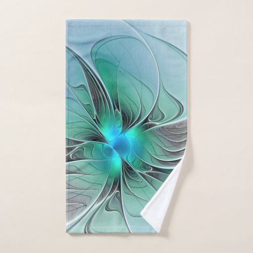 Abstract With Blue Modern Fractal Art Hand Towel