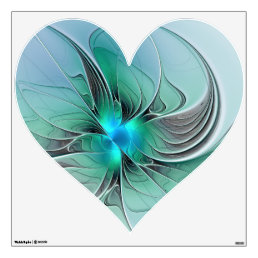 Abstract With Blue, Modern Fractal Art Heart Wall Decal