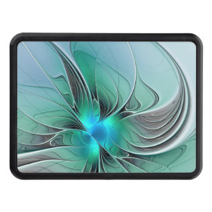 Abstract With Blue, Modern Fractal Art Hitch Cover