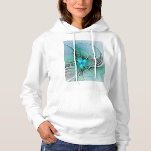 Abstract With Blue Modern Fractal Art Hoodie