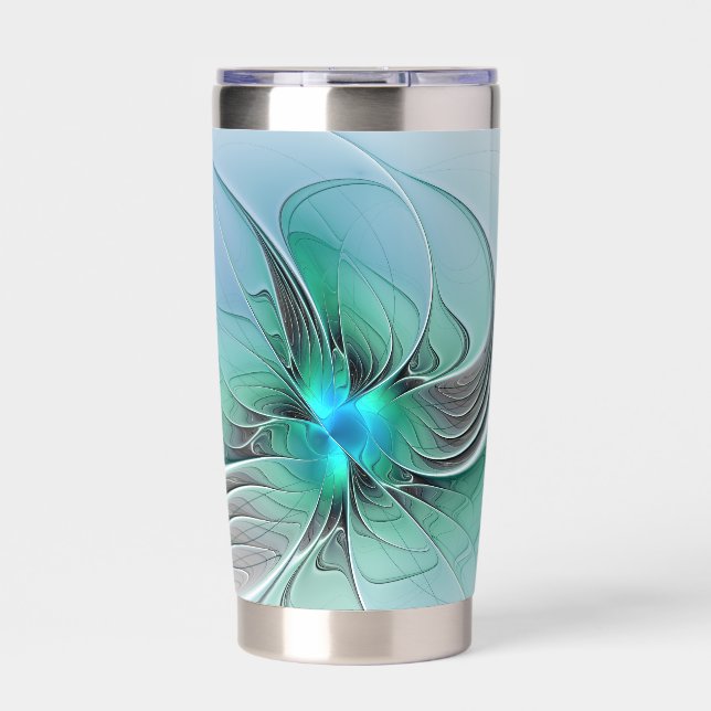 Abstract With Blue, Modern Fractal Art Insulated Tumbler (Front)